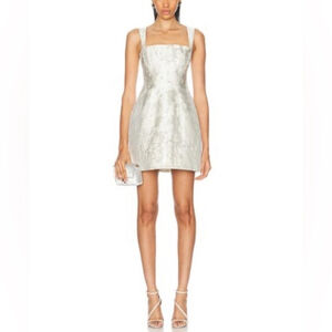 SIMKHAI Lydia Mini Dress Silver Metallic Jacquard Mini Dress 6
